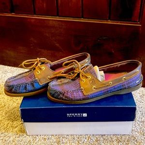 Sperry A/O Purple Wool Plaid boat shoe